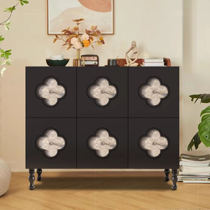 MR French Clover Table de chevet en bois massif Armoire de rangement vintage en bois massif Table d'appoint de salon Organisateur de chevet - Product Image 6