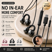 Earphone Berkabel Clip-On Non-In-Ear Tipe-C 3.5mm Omni-directional Ringan untuk Olahraga Kualitas Suara Tinggi IPX-4 Tahan Air 1.2m