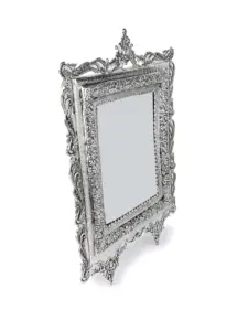 Crochets et rails en fonte de fer rectangulaires à motif floral, finition argentée, style vintage - Product Image 4