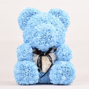 Orsetto Decorativo in Schiuma PE da 40 cm, Realizzato a Mano, con <span class=keywords><strong>Rose</strong></span> Artificiali, Regalo per Matrimonio o Fidanzata - Product Image 1