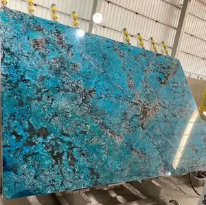 Frange en granit bleue translucide, cuisine de luxe, salle de bain, fantaisie, brésil, Labradorite