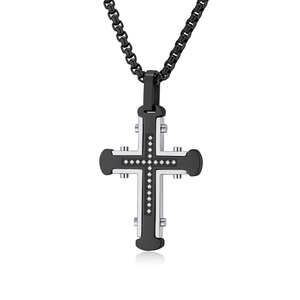 ALIN Bán Buôn Màu Đen Và Vàng Hộp <span class=keywords><strong>C</strong></span>ó Thể Điều Chỉnh Chains Chéo Khắ<span class=keywords><strong>c</strong></span> Thép Không Gỉ Dây Chuyền Trang Sứ<span class=keywords><strong>c</strong></span> Cho Nam Giới - Product Image 2
