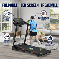 Caminadora Eléctrica Portátil Plegable de 1-12 KM/H para Ejercicio Físico, con Pantalla LED y Motor de 1.0HP