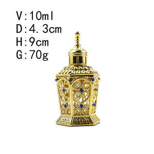 Galvanizado <span class=keywords><strong>Moda</strong></span> Oro Vintage Mini 10ml Medio Oriente Árabe Dubai Perfume Botella de aceite esencial con varilla de vidrio - Product Image 6