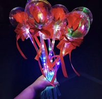 Baguette Magique Lumineuse Rose Bobo Ball LED Clignotante, Baguette de Fée Multicolore Brillante en Plastique Durable, Alimentée par Piles pour Fête