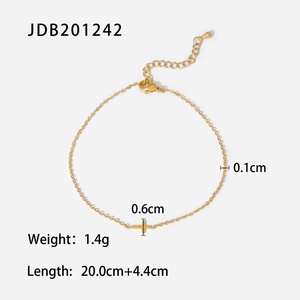 Wholesale 18k PVD <b>Gold</b> Plated Figaro Chain <b>Anklet</b> Stainless Steel Bracelet for Women - Product Image 3