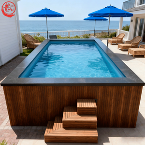 Giá thấp WPC sàn gỗ hồ bơi sợi thủy tinh Acrylic cửa sổ ngoài trời Vườn gia đình nhỏ Plunge Spa trên mặt đất piscina hồ bơi - Product Image 6