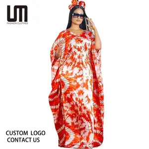 Liu Ming Hot Selling African Print Dashiki Clothes Women Batwing Sleeve Half Sleeve Plus Size Long Dress