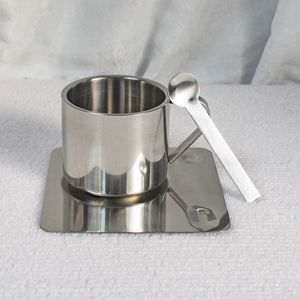 Tasses à expresso en acier inoxydable de 170 ml personnalisées en gros, tasses à café à double paroi, ensemble cuillère et tasse, tasse réutilisable pour lait et thé - Product Image 2
