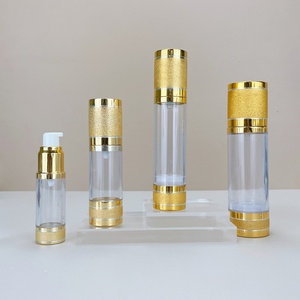 Cylinder Plastic Lotion <b>Bottle</b> With Gold Cap Airless <b>Pump</b> Refillable Empty Lotion <b>Pump</b> <b>Bottles</b> for Skin Care Products - Product Image 3