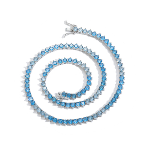 BC164 Collar de cadena de tenis de 4mm Colorido Collar de tenis de piedra azul colorido de <span class=keywords><strong>3</strong></span> puntas - Product Image 1