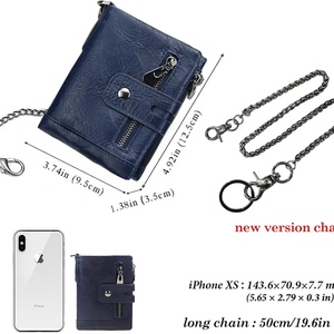 Portefeuille Homme Personnalisé en Cuir Véritable Court, Anti-RFID, Double Fermeture Éclair, Porte-Monnaie, Chaîne Antivol - Product Image 2