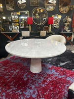 Table à manger ronde en marbre blanc poli moderne de luxe, grande dalle, 6/8 places, durable et imperméable, pour salon, villa, usage intérieur