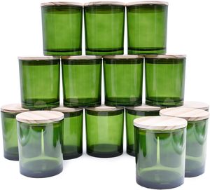 Factory Hot Sale Transparent Heat Resistant Cylinder 8oz Glass Empty Candle Vessel <b>Lid</b> for Easter Candle Making Silk Screen - Product Image 4