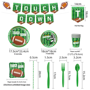 <span class=keywords><strong>Ensemble</strong></span> de vaisselle et serviettes de fête à thème football et dessin animé, très populaire pour les anniversaires - Product Image 2
