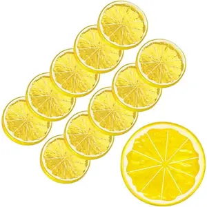 Tranches de citron artificielles Simulation de blocs de citron Double face décorative pour décor de fête au citron Tumbler Topper DIY Faux modèle de fruits