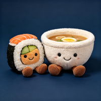 Ensemble de jouets en peluche alimentaires mignons : Hamburger, Café, Sushi, Pizza, Ravioli, Donut – Poupées en peluche douces en forme de nourriture de dessin animé pour enfants, idéal comme cadeau