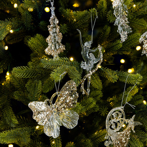 Decorazione Natalizia: Ornamento Trasparente in Acrilico a Forma di Fiocco di Neve, Angelo con Paillettes, Cristallo Pendente per Atmosfera Natalizia - Product Image 2