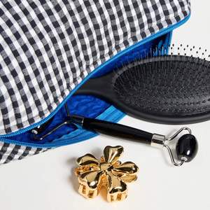 Custom Large Zipper Pouch Eco-Friendly Reusable Portable Cotton Cosmetic Organizer Women Striped Black <b>Makeup</b> Bag Brush <b>Storage</b> - Product Image 3