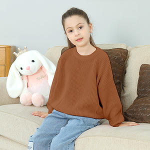 2024 di vendita calda maglione da <span class=keywords><strong>bambina</strong></span> in cotone primavera autunno inverno morbido tinta unita manica lunga girocollo - Product Image 4