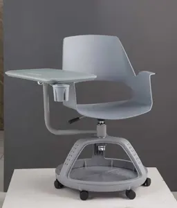 Hot Sale School Desk Plastic Single Student Chair With Writing Pad and Wheels