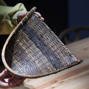 Bamboo Woven Winnowing <b>Basket</b> Rectangle Handmade Storage <b>Tray</b> For Kitchen Food Use Single Tier - Product Image 3