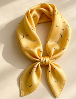 Kerudung Wanita Cetak Persegi 70x70cm, Bahan Satin Polyester Lembut, Kerudung Leher, Bandana Rambut, Logo Custom