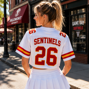 Camiseta deportiva corta de malla con bordado personalizado para el día del partido de fútbol americano, top corto para mujer, camiseta de fútbol americano para chicas universitarias - Product Image 2