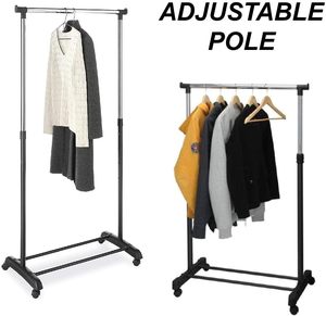 Porte-vêtements en acier inoxydable simple, avec roulettes, pour intérieur/extérieur, organisateur de vêtements pour salle de bain, vente en gros - Product Image 4