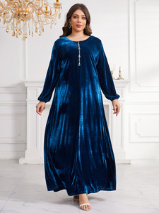 Trung Đông Kích Thước Lớn Rắn Màu Ngọc Trai Trang Trí Đàn Hồi Cuff Hồi Giáo Cô Gái Nhung Đóng Abaya - Product Image 6