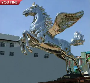 잔디밭을 위한 현대 주문을 받아서 만들어진 큰 말 금속 조각품 페가수스 스테인리스 동상
