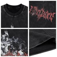 T-shirt ample délavé à l'acide pour hommes, vente en gros OEM, 100 % coton, tissu tricoté de haute qualité avec motif imprimé