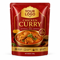 Sachet de conditionnement alimentaire personnalisé en PP monofilament imprimé, résistant au micro-ondes et recyclable, pour poulet au curry et plats préparés