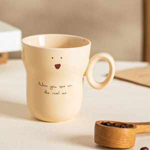 Tazze in ceramica per il viso sorridente personalizzate all'ingrosso tazze da tè in gres tazze da tè latte per la colazione con decalcomanie logo - Product Image 1