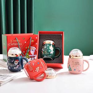 Cartoon Red Santa Claus Shaped Christmas Thanksgiving Valentine's Day Gift Cute Ceramic Tea <b>Cups</b> Mugs Lid Silk Screen Printed - Product Image 3