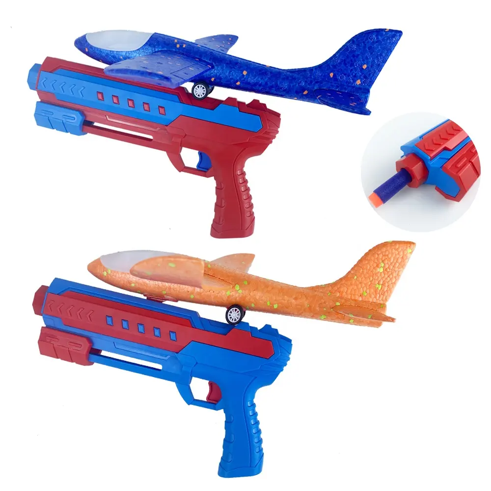 Throwing Foam Airplane With Airplane Launcher Toy 3 In 1 Plane Toy With Bullet Shoot Kids Outdoor Flying Toy For Boys And Girls