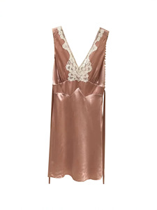 Vestido Mini de Verano para Mujer, Estilo Vintage, Tejido Satinado, Color Sólido, Cuello en V con Ribete de Encaje Francés, Cintura Natural, Corte Regular, Línea A, ODM - Product Image 3