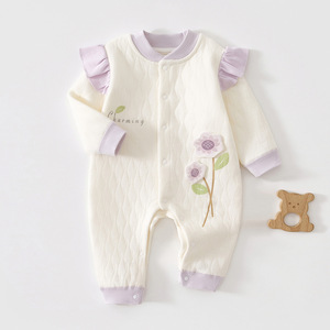 Combinaison matelassée pour bébé, sous-vêtements thermiques en coton à manches longues, vêtements de nuit pour fille, printemps automne, épaissi, classe A - Product Image 1