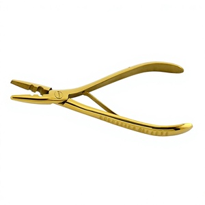 Alicates para extensiones de cabello con logotipo personalizado, alicates para cuentas profesionales, alicates curvos grandes de 2 agujeros dorados con resorte doble de 7 pulgadas - Product Image 1