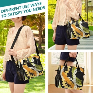 Sac isotherme réutilisable personnalisé avec motif de fleurs hawaïennes Puakenikeni, sac à lunch thermique avec fermeture éclair, sac de pique-nique - Product Image 5