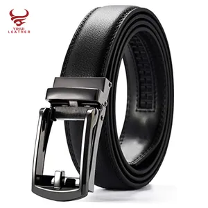 In Stock cinto masculino classic automatic buckle classic brown leather belts genuine leather dress belt with rotate belt buckle