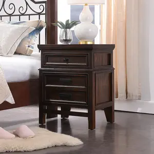 Foreign trade factory direct sales solid wood bedside table wooden nightstand with three drawers white apartment furniture