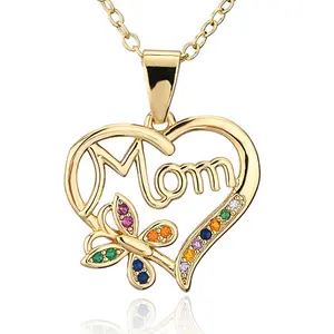 Zooying MAMA Heart Mother's Day Pendant Necklace Mom Advanced Light Luxury Collar Chain