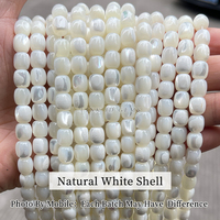 JD 6*6mm 8*8mm Naturel Blanc Café Couleur Trochid Top Shell Perle Baril Forme Poli Lâche Entretoises Perles pour la Fabrication de Bijoux
