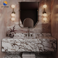 Vasque de salle de bain élégante en marbre KT STONE avec rangement, design moderne, durable et facile à nettoyer pour l'amélioration de l'habitat