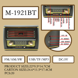 <span class=keywords><strong>M</strong></span>-1921BT Meier Old Retro Radio AM FM SW de type punk en forme de téléviseur, barre de son multifonctionnelle émotionnelle en bois massif, haut-parleur audio - Product Image 6