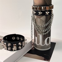 Bracelet en cuir rétro style motard punk avec rivets tête de mort, pour hip-hop, danse, usage quotidien, durable et décoratif