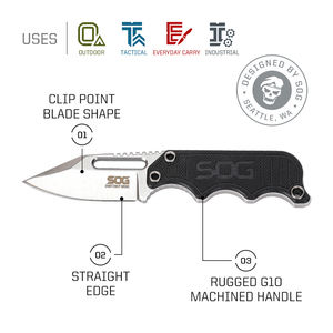 Sol Instinct Mini EDC coltello a lama fissa da 1.9 pollici pieno di codolo coltello tattico con guaina e cordino per autodifesa (NB1002-CP) - Product Image 2