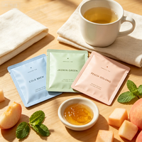 Voedselveilige, driezijdig gesealde, platte theezakjes zonder ritssluiting, met aangepast logo, van aluminiumfolie, voor zwarte thee en Oolong thee