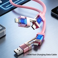 Câble de charge super rapide 4-en-1, charge rapide PD, type C, USB, PVC, câble de données pour téléphone portable intelligent, compatible iPhone Android